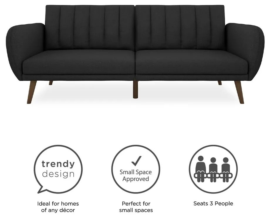Ciemnoszara rozkładana sofa Novogratz Brittany