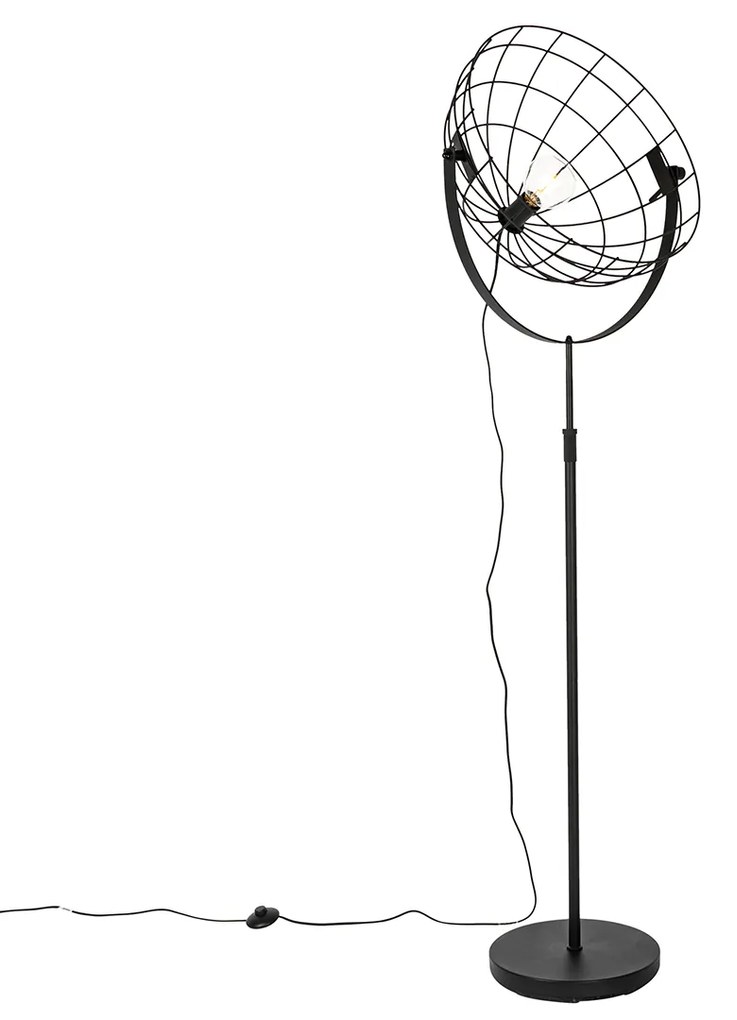 Industrialna lampa podłogowa czarna 50 cm regulowana - HanzePrzemysłowy Oswietlenie wewnetrzne