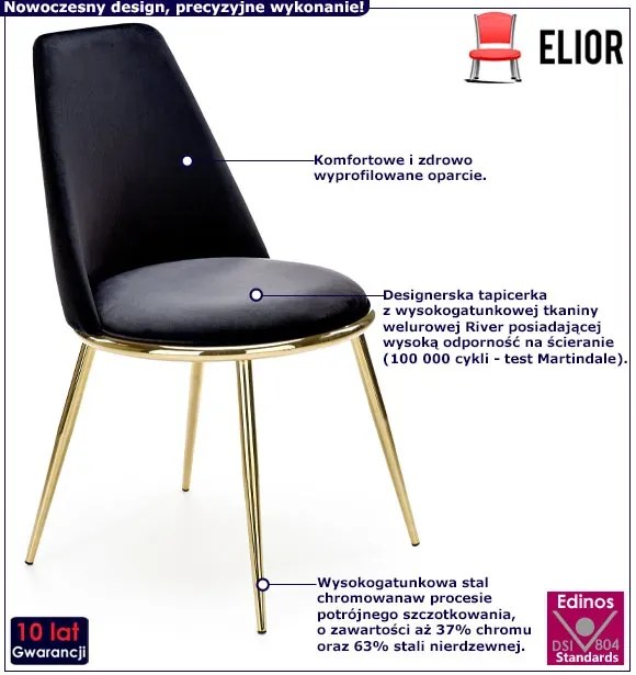 Czarne welurowe krzesło w stylu glamour B4-F45