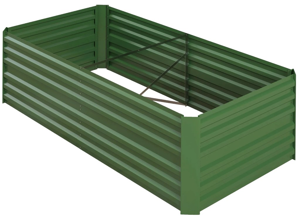 Outsunny Plantator, Wygodny kwietnik do sadzenia, pielęgnacji i uprawy, Wysoka grządka, Stal, Zielony