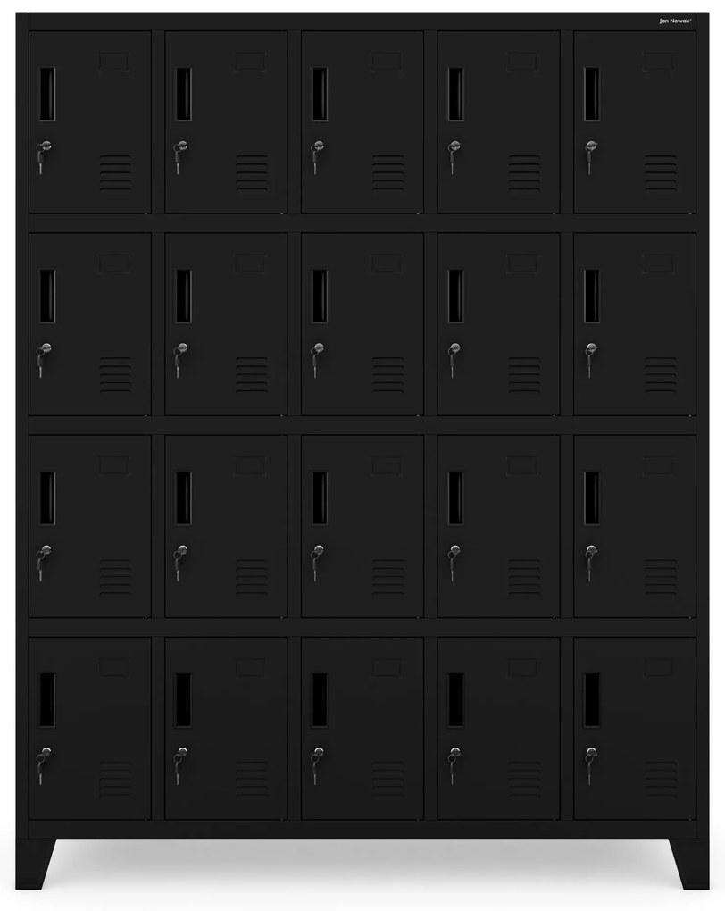 Szafa skrytkowa socjalna BHP czarna: ROBERT 1360 x 1720 x 450 mm