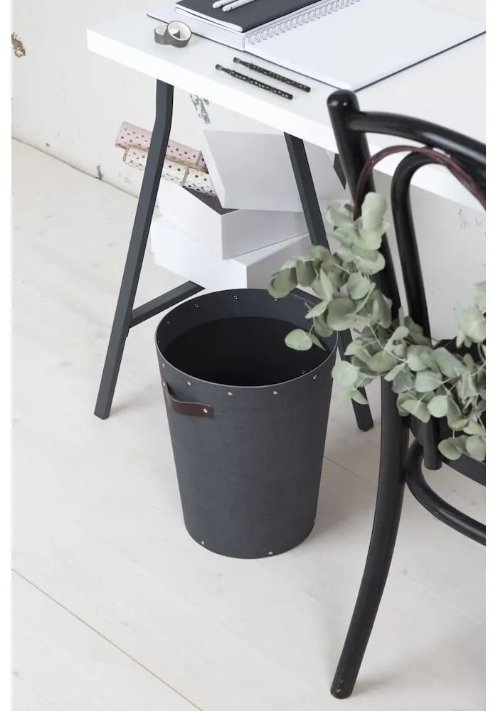 Czarny biurowy kosz na śmieci Aries Canvas Paper Laminate – Bigso