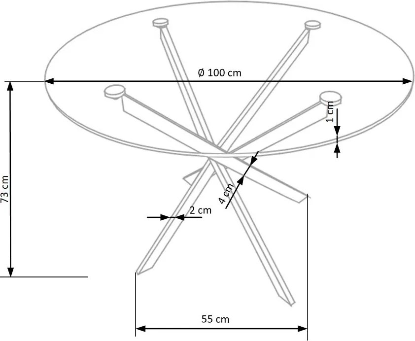 Szklany stół Raymond na srebrnych nogach