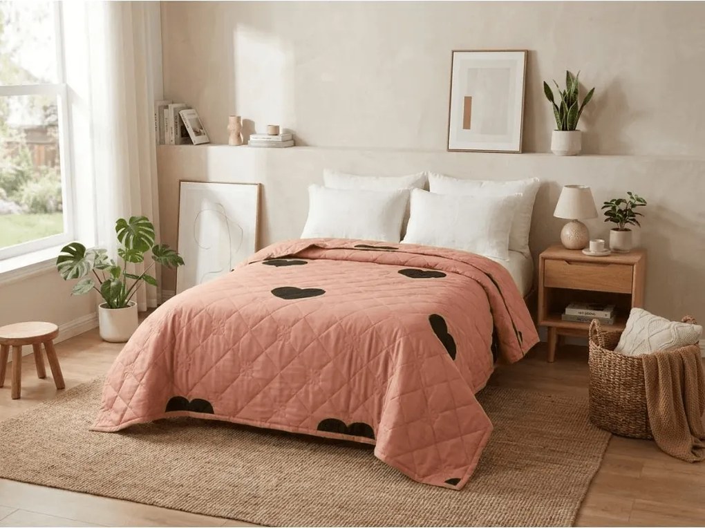 Letnia kołdra HEARTIX 140x200 cm, pomarańczowa