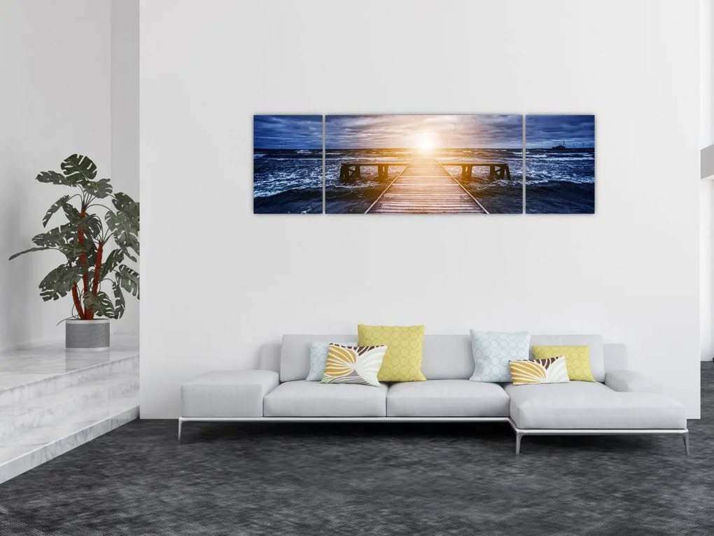 Obraz molo ze słońcem (170x50 cm)