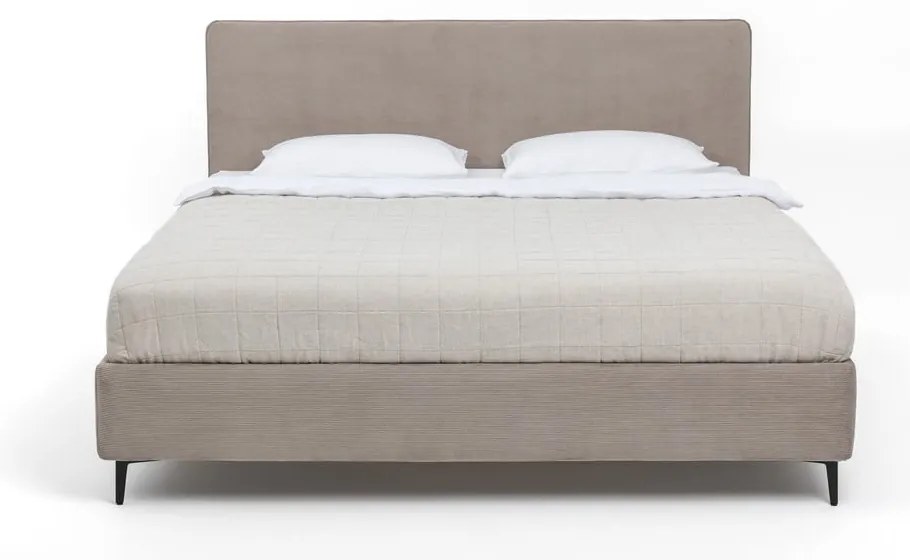 Szarobrązowe tapicerowane łóżko dwuosobowe ze stelażem 160x200 cm Noira Slim – Bonami Selection