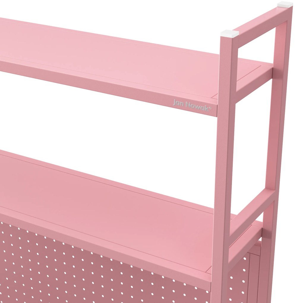 Metalowa nadstawka na biurko JENNY, 950 x 980 x 220 mm, różowa