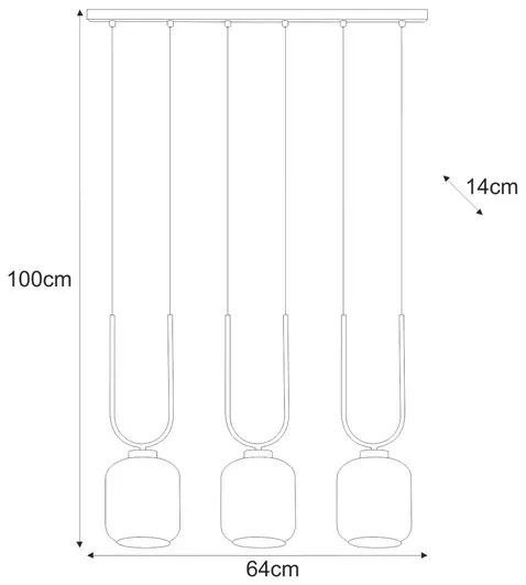 Lampa z trzema kloszami czarno-beżowa L3-B00