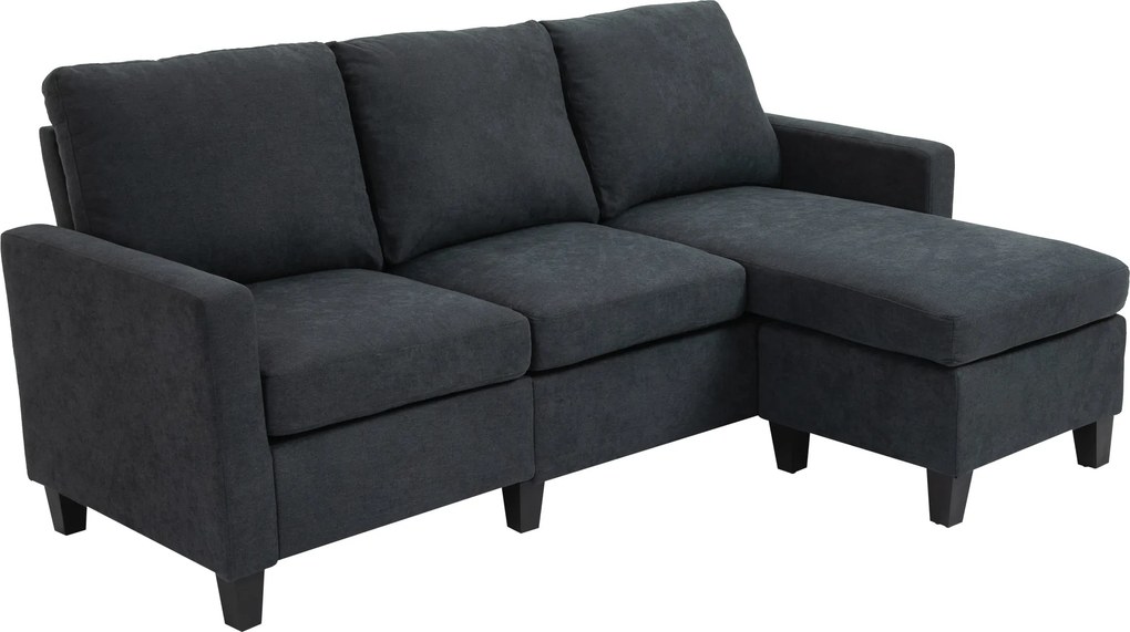 HOMCOM Sofa Narożna Wielofunkcyjna Ciemnoszara 197x139x91 cm Przestronny i Wygodny Narożnik | Aosom PL