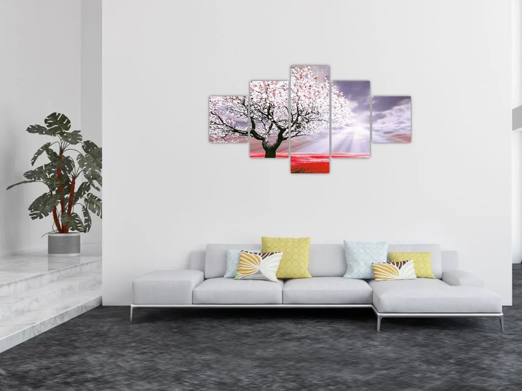 Czerwony obraz drzewa (125x70 cm)