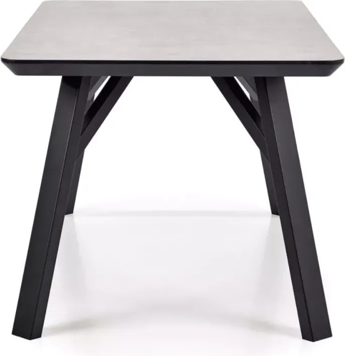 Stół Urbanico 160x90 cm z blatem MDF w kolorze szarego betonu na czarnych nogach do loftowej jadalni