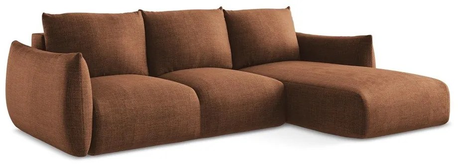 Rozkładany narożnik (prawostronny/z szezlongiem) w kolorze terakoty Leila – Makamii