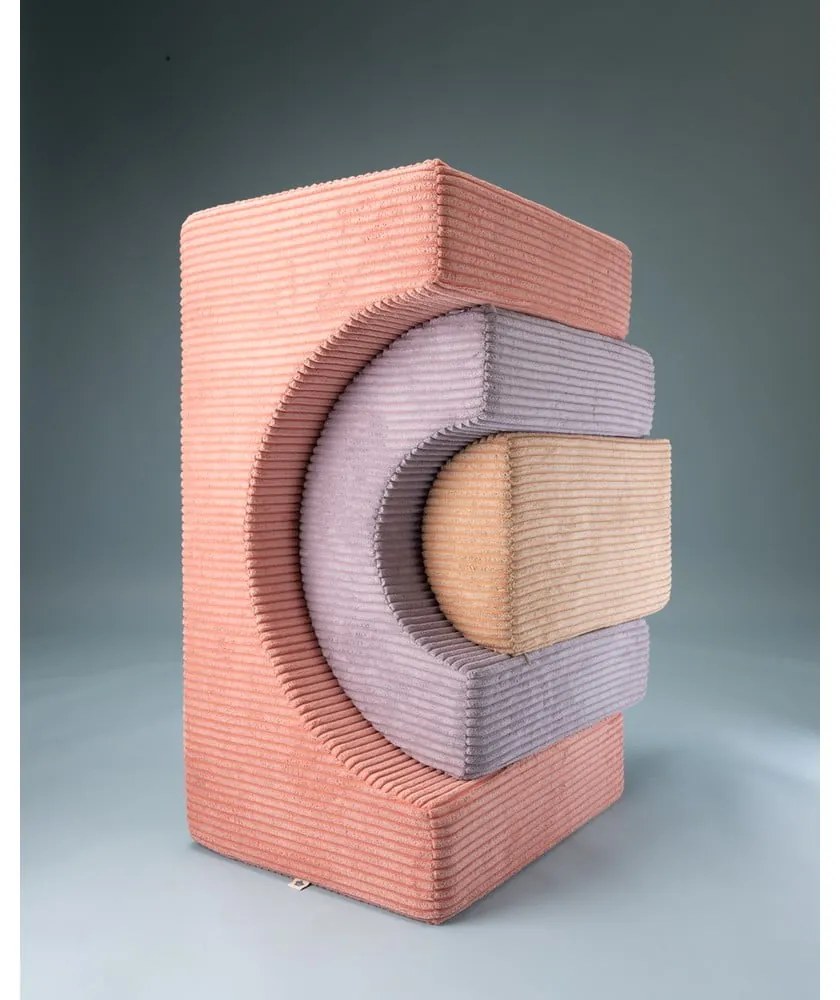 Różowy sztruksowy piankowy plac zabaw 75x49x37 cm Rainbow Montessori – Wigiwama