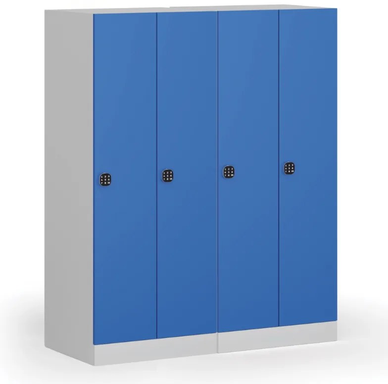 Szafka ubraniowa S1 obniżona, 2-drzwiowa, 1500 x 600 x 500 mm, zamek kodowy, drzwi zielone