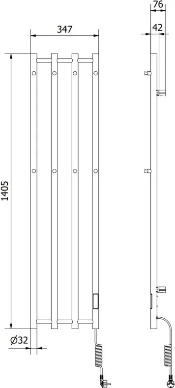 Mexen Pino grzejnik elektryczny z wieszakami na ręczniki 1405 x 347 mm, 250 W, czarny - W301-1405-347-00-70