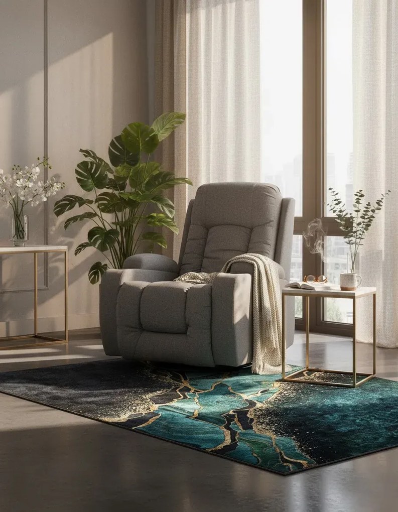 Zielony dywan glamour z marmurowym wzorem W4-T57