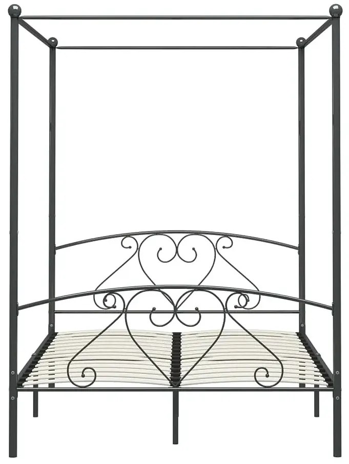 Szare metalowe łóżko małżeńskie z baldachimem 200x200 cm M9-W09