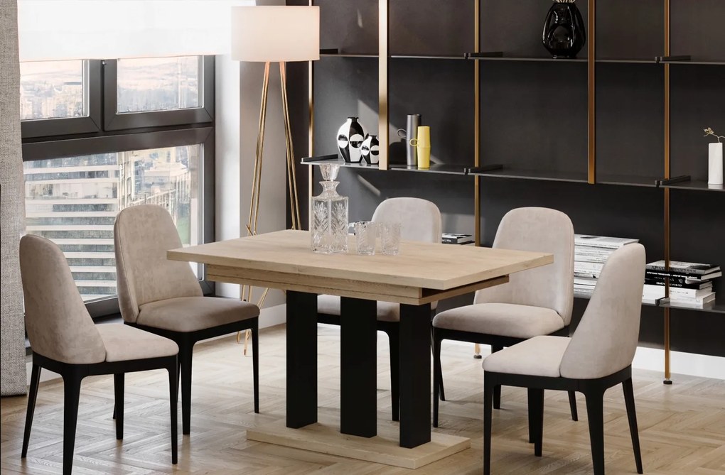 Stół Appia 210 rozkładany od 130 do 210 cm noga czarny mat