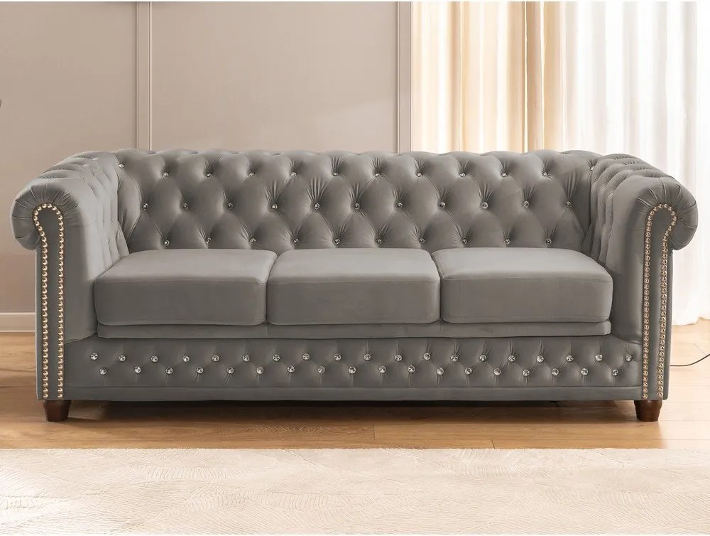 Szara aksamitna rozkładana sofa 203 cm York Blik – Ropez