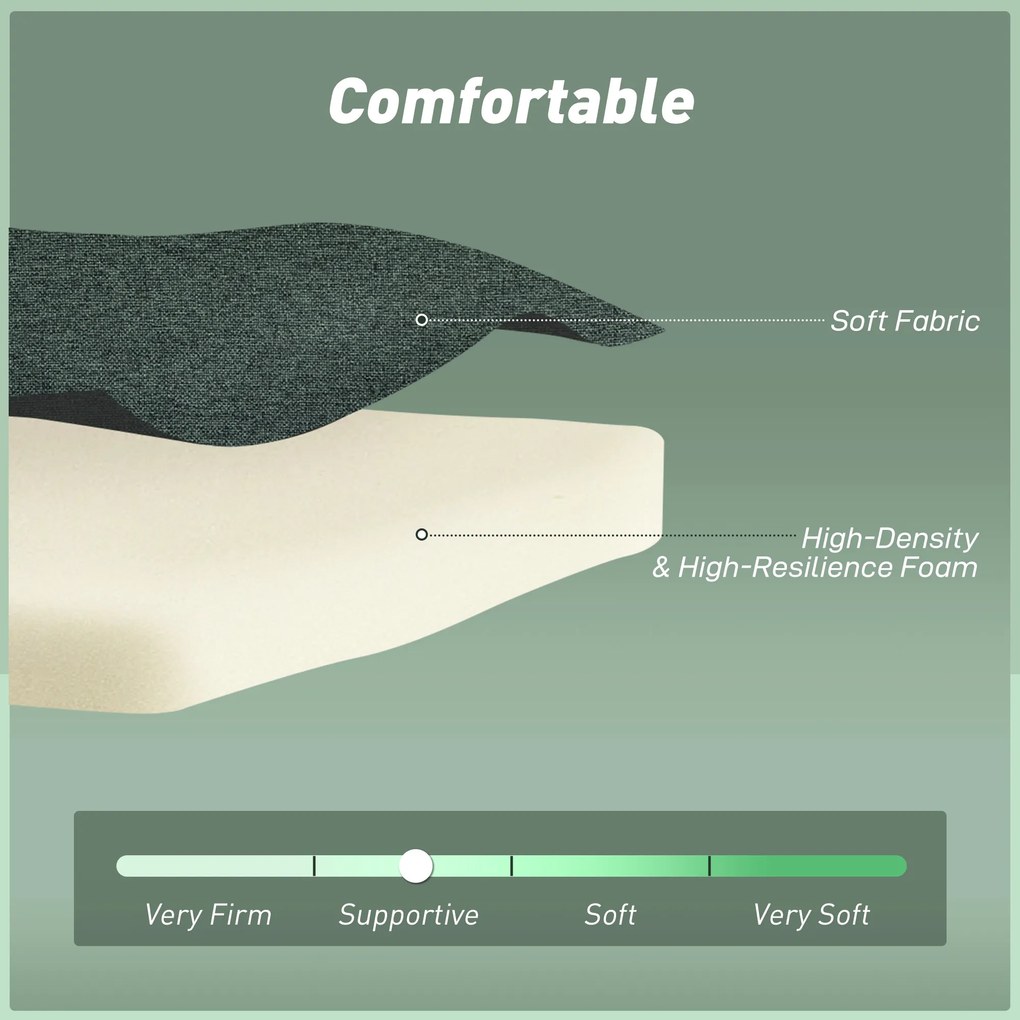 HOMCOM Fotel rozkładany 3w1 z funkcją łóżka regulowane oparcie poduszka nogi bukowe ciemnozielony | Aosom PL