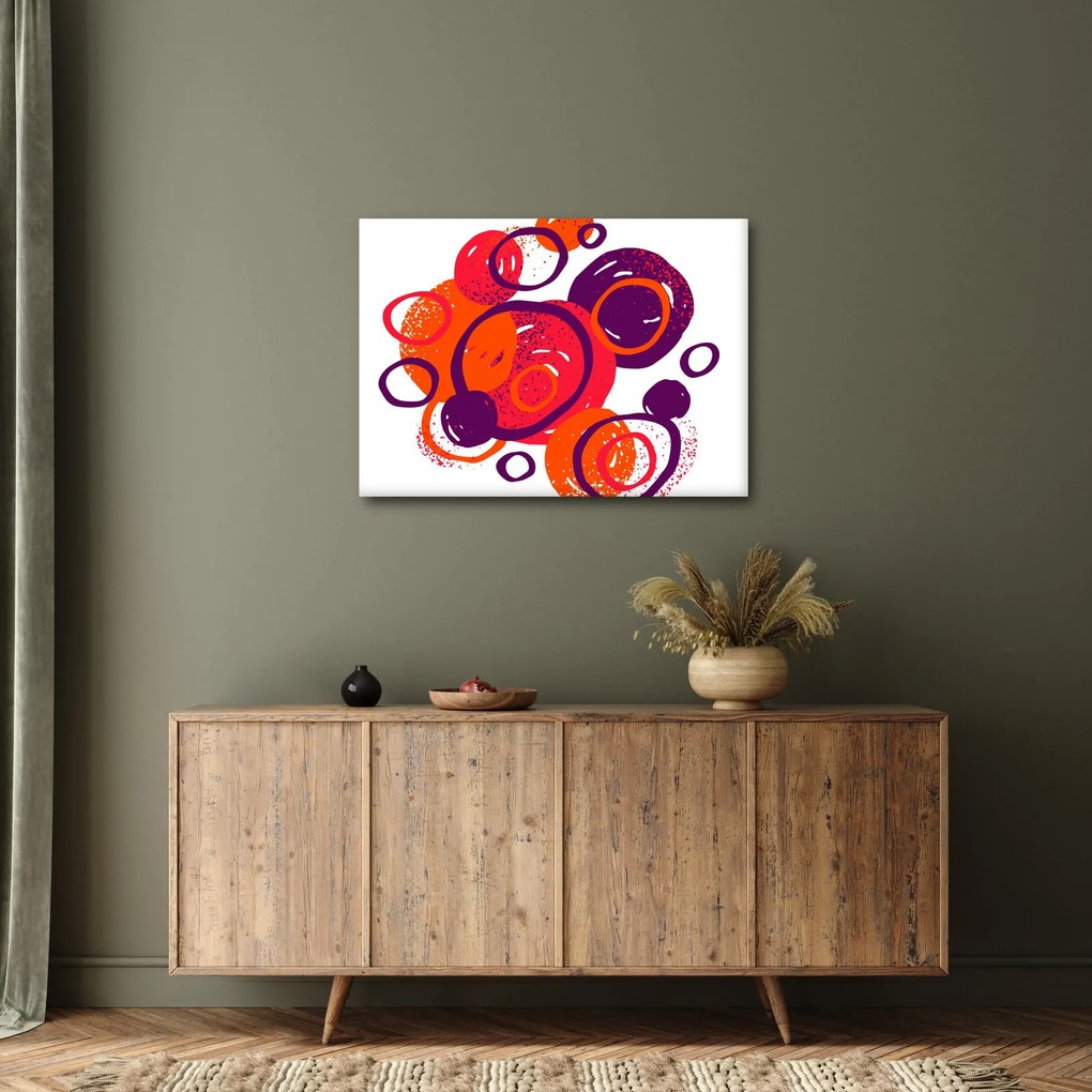 Obraz - Motyw z kółkami w ciepłych kolorach (70x50 cm)