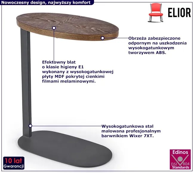 Owalny stolik pomocniczy w kolorze orzech W4-C56