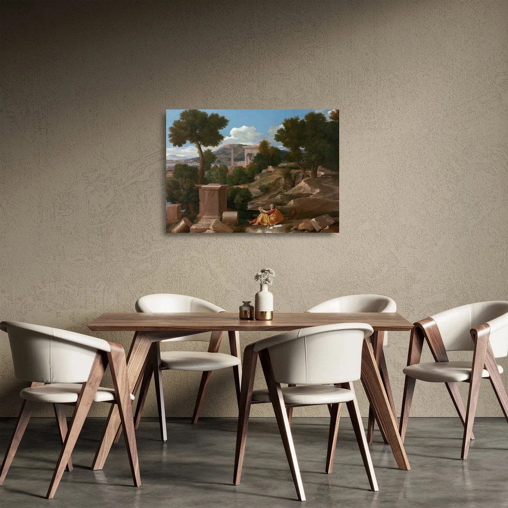 Obraz na szkle - Nicolas Poussin, Landscape with Saint John on Patmos, reprodukcje (70x50 cm)