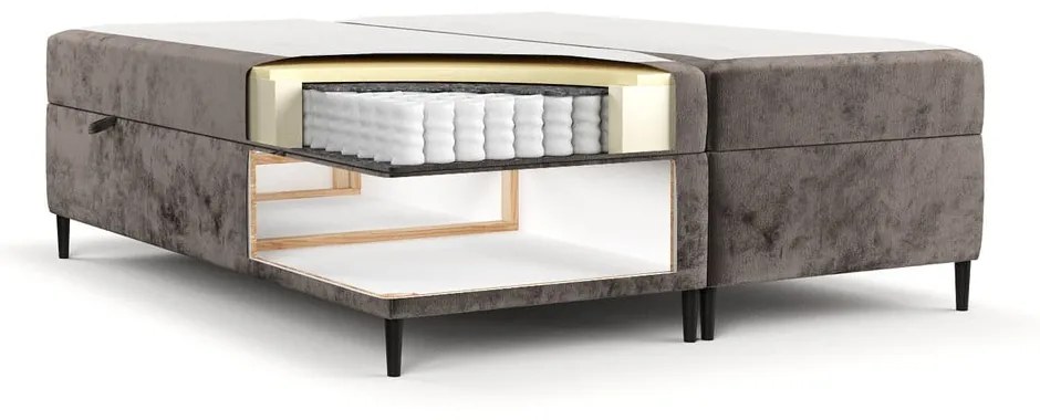 Brązowe łóżko boxspring ze schowkiem 160x200 cm Araya – Maison de Rêve