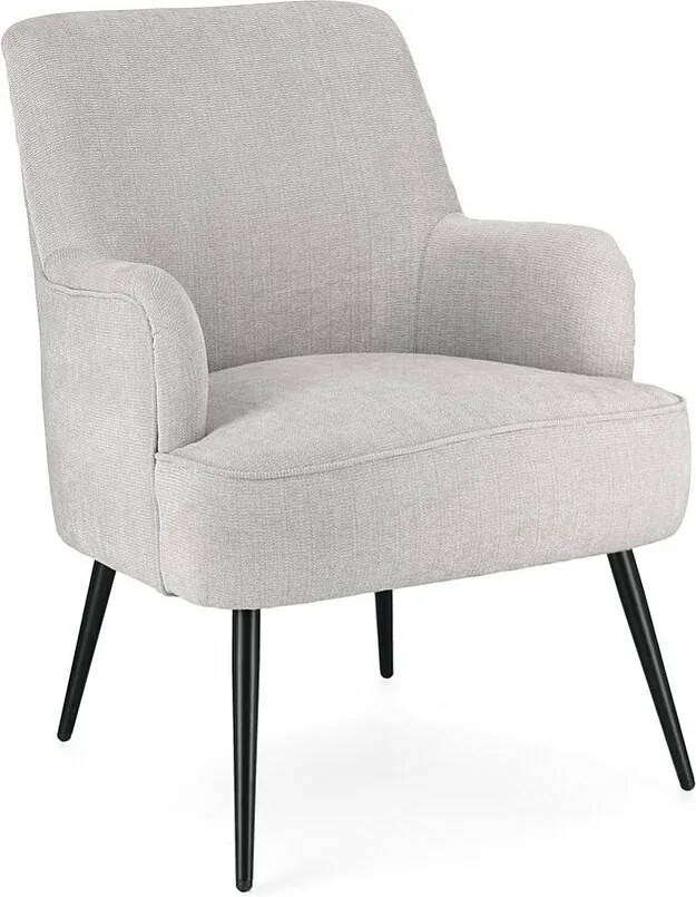 Fotel z jasnoszarej tkaniny i stalowymi nogami pomalowanymi na czarno - ERNESTINE