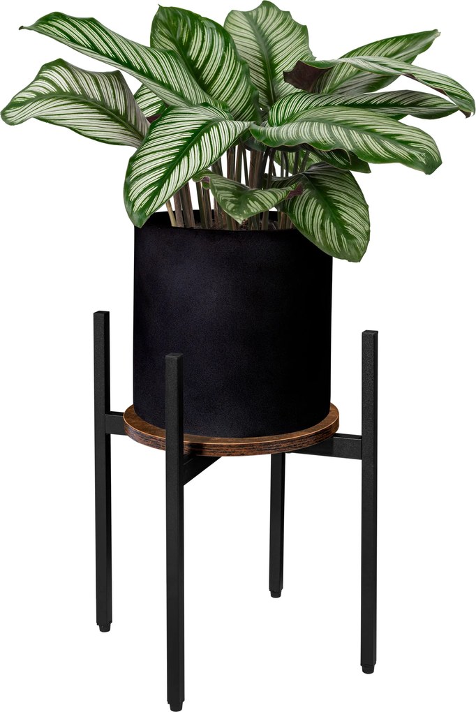 Okrągły stojak na kwiaty TAYLOR ⌀ 32 cm, rustykalny brąz/czarny