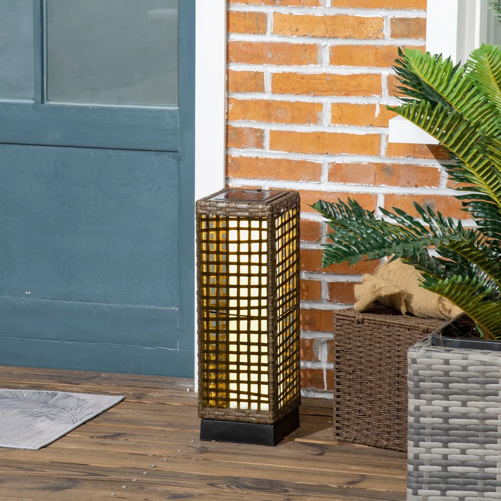 Outsunny Lampa Ogrodowa Solarna Rattan Automatyczne Włączanie 8h Świecenia 155x155x46cm | Aosom PL
