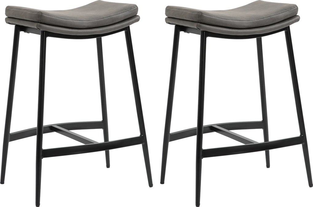 HOMCOM Zestaw 2 Hokerów, Pikowane Siedzenia, Stalowa Rama, 120 kg Obciążenie, Szary