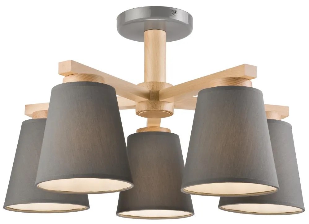 żyrandol natynkowy ELLIE 5xE27/60W/230V szary