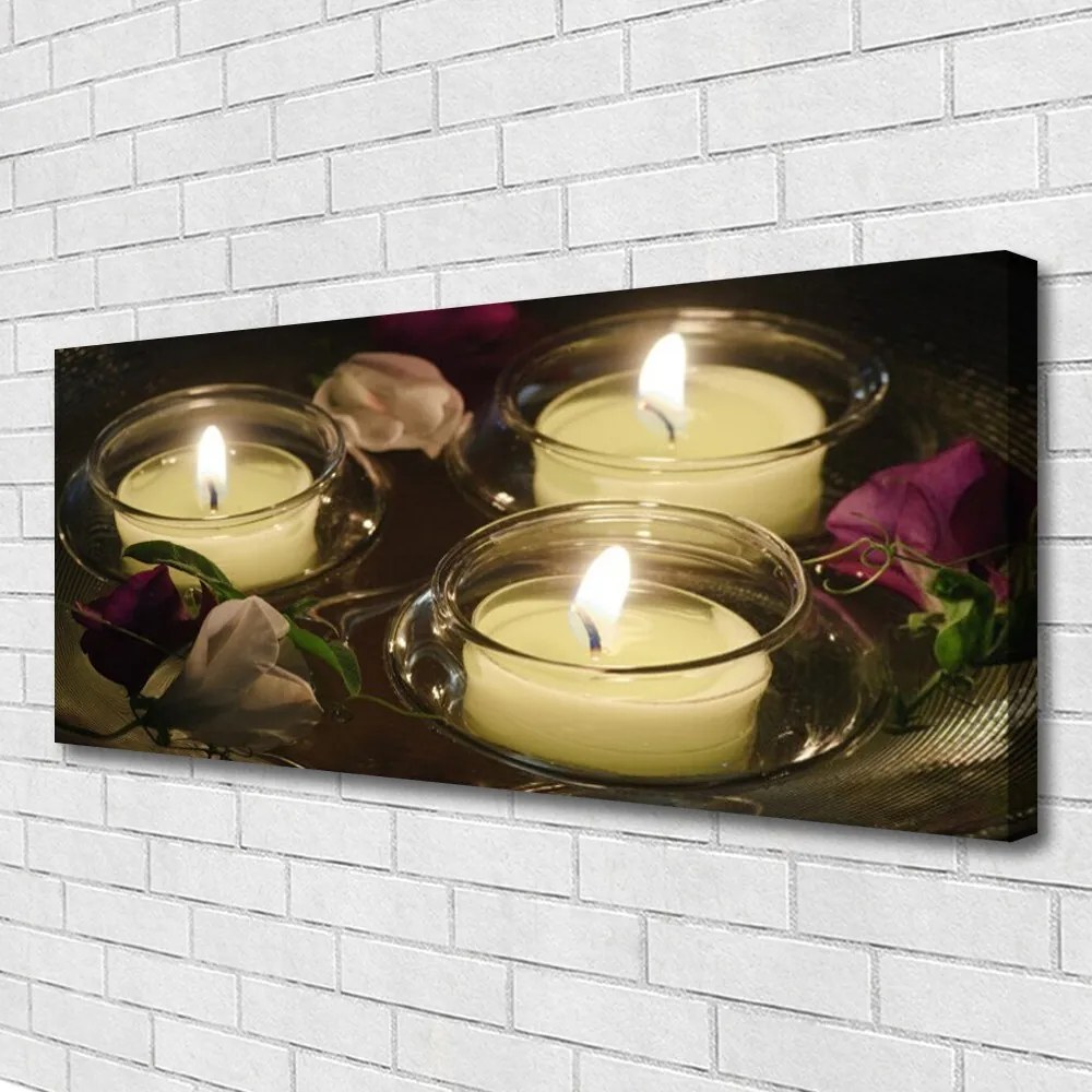 Fotoobraz na płótnie Blask Świec w Ciemności