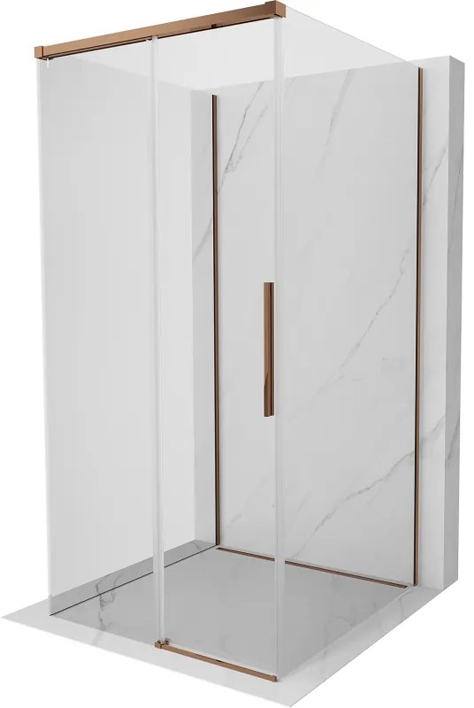 Mexen Rox-3S kabina prysznicowa 3-ścienna rozsuwana 90 x 90 cm, transparent, różowe złoto - 8C2-090-090-60-00-3S
