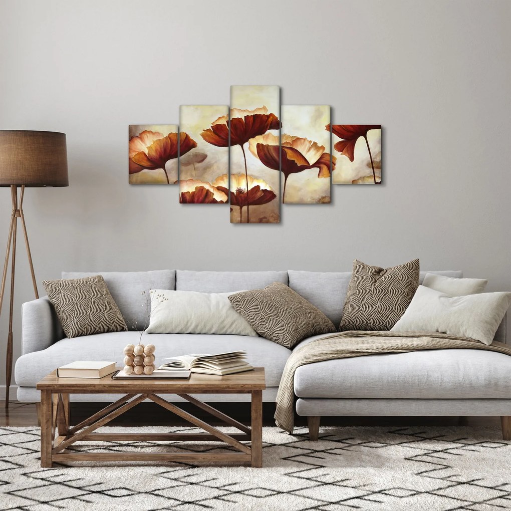 Obraz czerwonych kwiatów (125x70 cm)