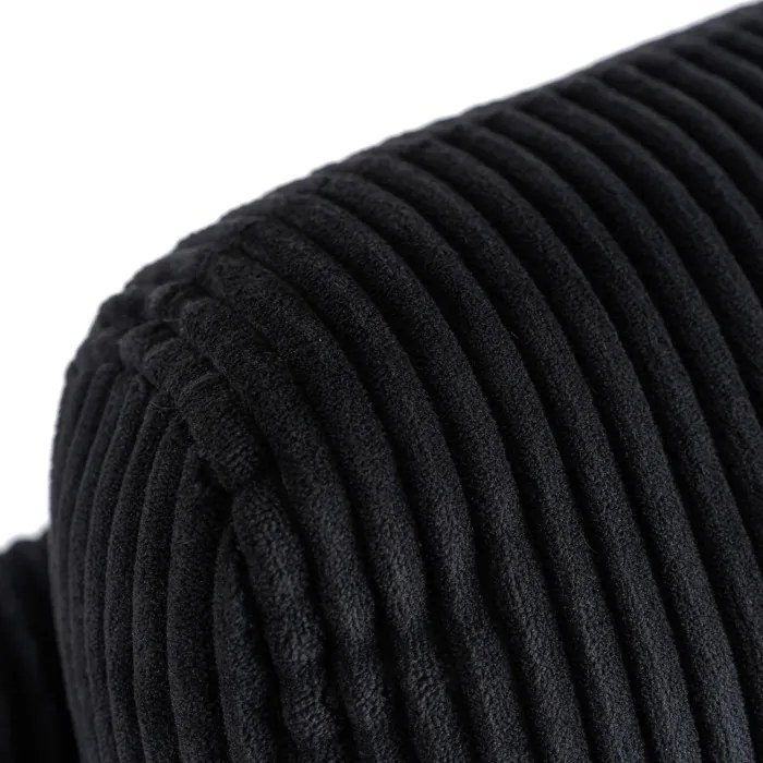 Fotel Rozkładany z Podnóżkiem TORRES Czarny Sztruksowy Nowoczesny