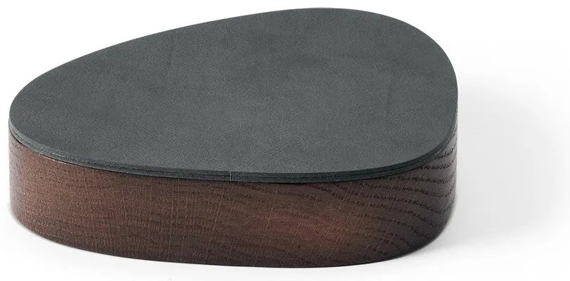 Antracytowo-brązowy drewniany/ze skóry ekologicznej pojemnik dekoracyjny z pokrywką 14x12,5x3,5 cm Curve Nupo – LIND DNA