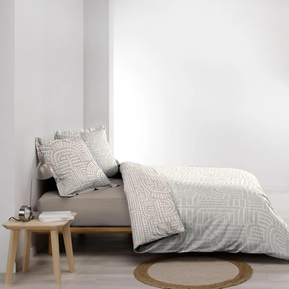 Biało-beżowa pościel dwuosobowa z perkalu bawełnianego 240x220 cm Eliot – douceur d'intérieur