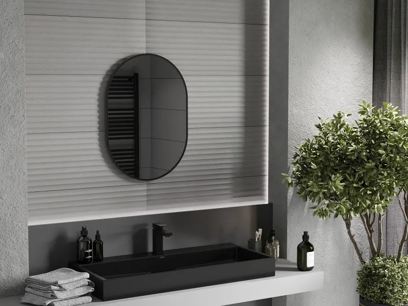 Mexen Loft lustro łazienkowe owalne 70 x 50 cm, rama czarna - 9851-070-050-000-70