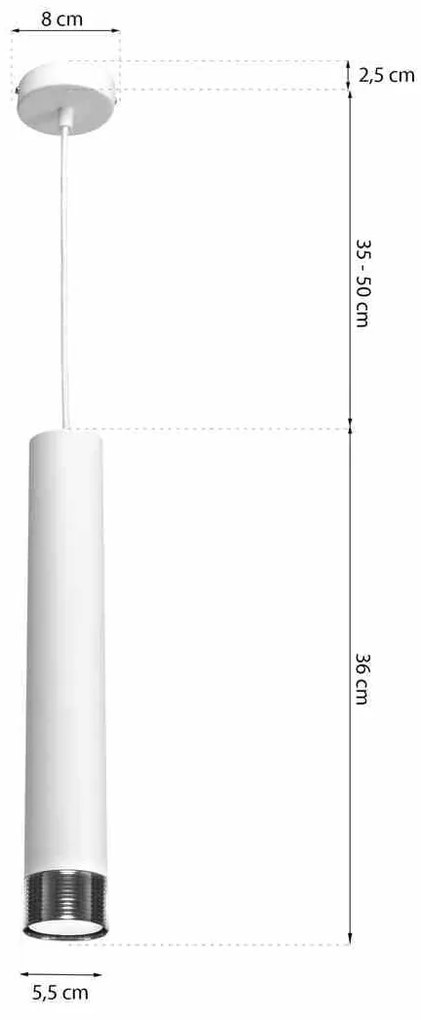 Lampa wisząca, biała, nad wyspę DANI WHITE/CHROME 1xGU10