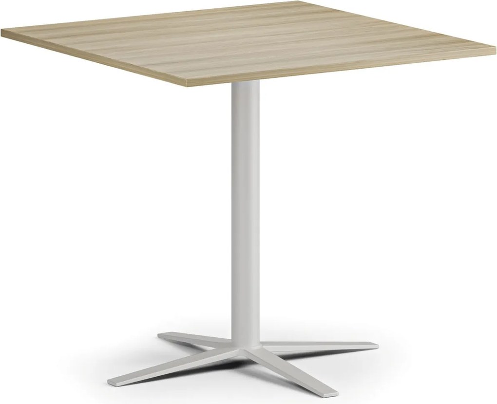 Stolik kawowy AURA, 60x60 cm, biała podstawa, dąb naturalny