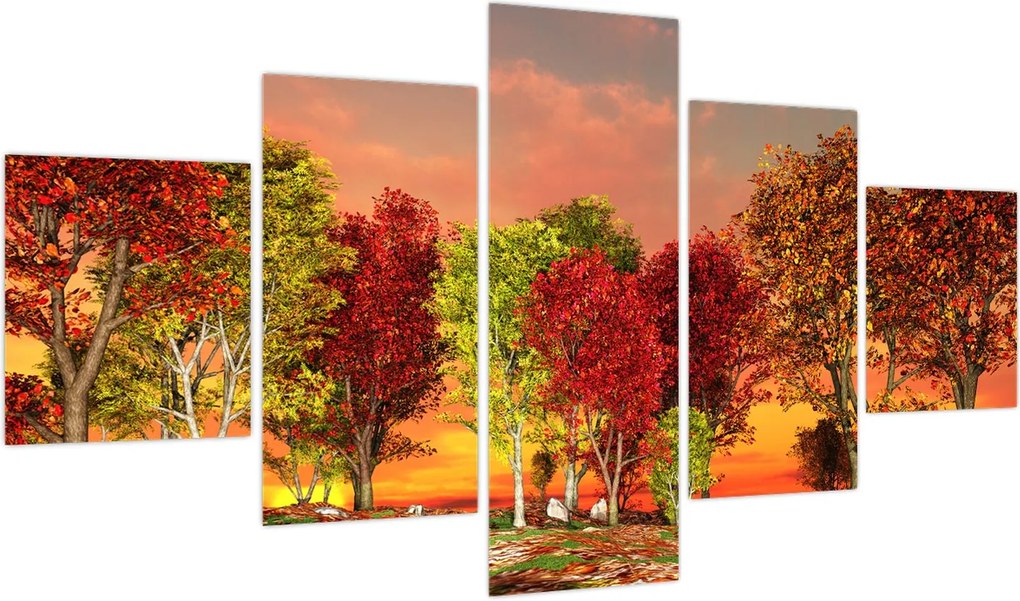 Obraz - Kolorowe drzewa (125x70 cm)