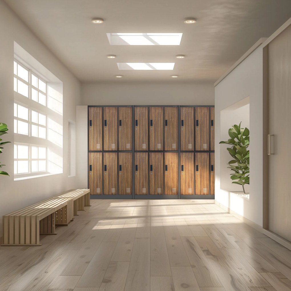 Szafa socjalna 6-drzwiowa IGOR, 900 x 1850 x 450 mm, Eco Design: antracytowa/ orzech