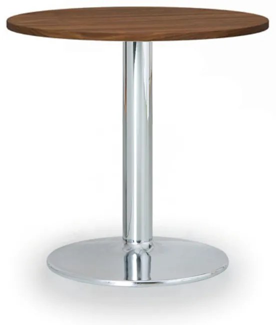 Stolik konferencyjny ZEUS II, średnica 60 cm, chromowana podstawa, orzech