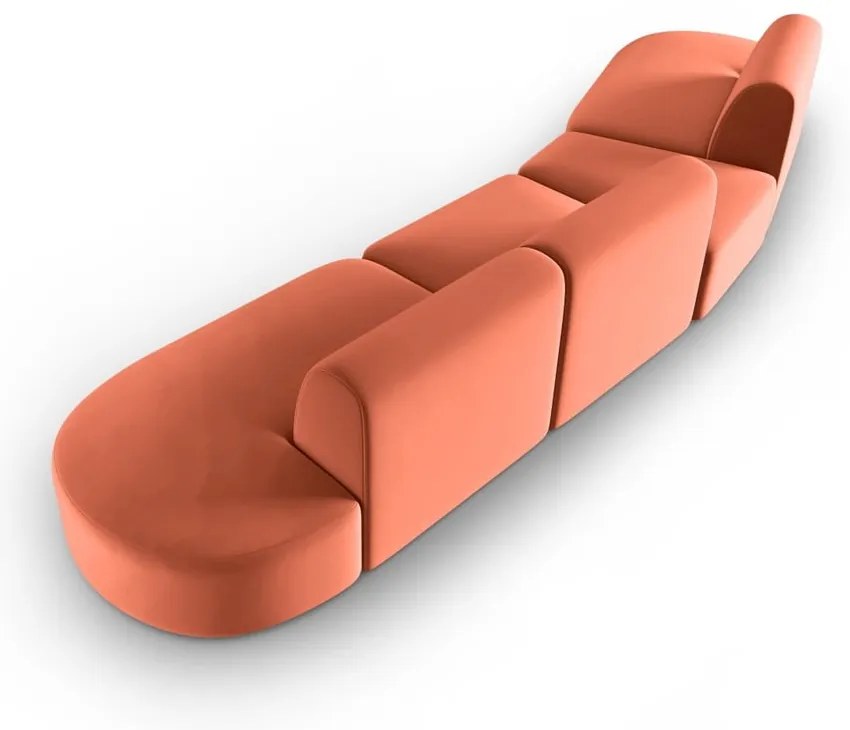 Różowa aksamitna sofa lewostronna 428 cm Paolo – Milo Casa