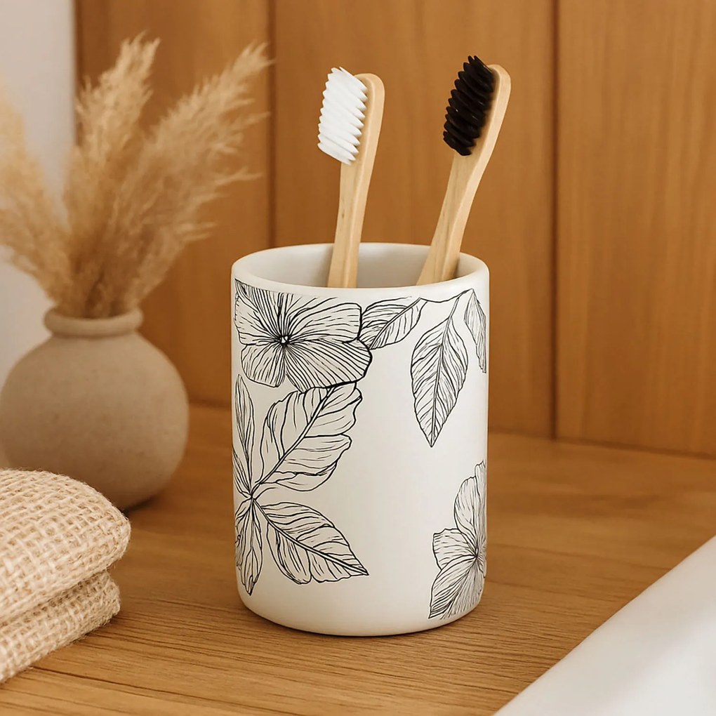 Kubek na szczoteczki do zębów BLACKFLORA, ceramiczny