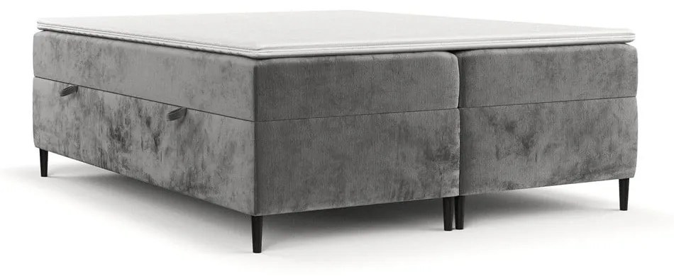 Ciemnoszare łóżko boxspring ze schowkiem 160x200 cm Araya – Maison de Rêve