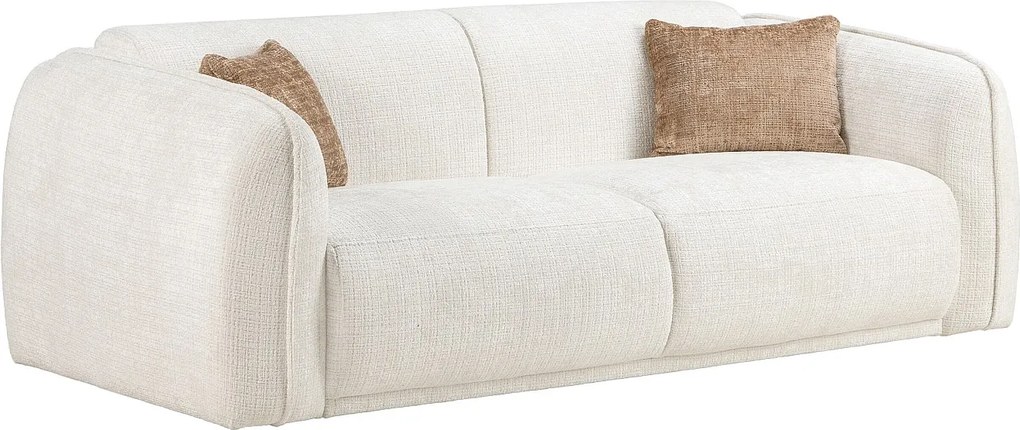 Kanapa 2-osobowa z z beżowej tkaniny szenilowej JUNETI