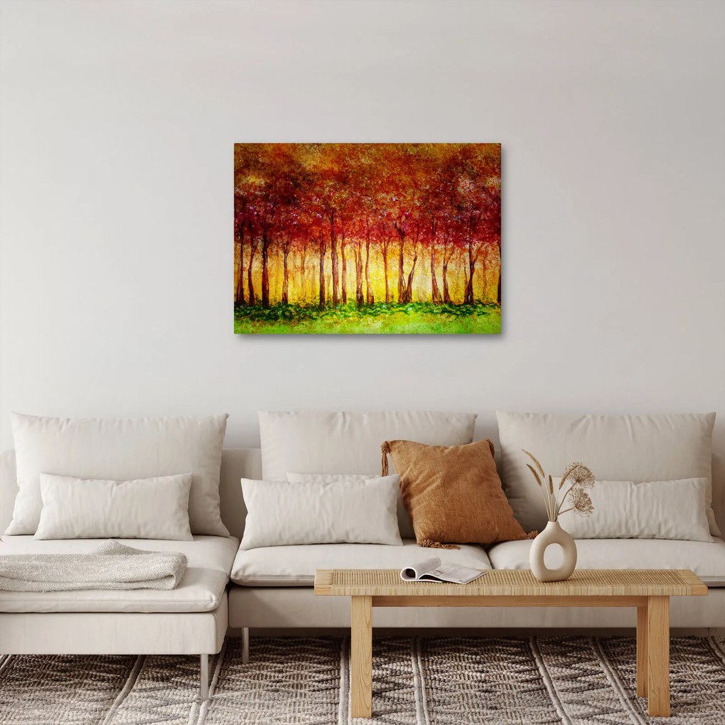 Obraz - Malowanie lasu liściastego (70x50 cm)